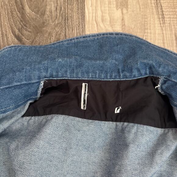 Cropped Ruffle Sleeve Denim Jacket Made Italy Parisian Couture Chic 36 - Picture 7 of 13